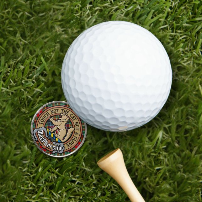 Clan MacPherson Crest over Tartan Golf Ball Marker (Creator Uploaded)