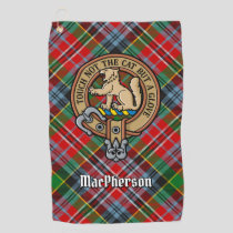 Clan MacPherson Crest over Tartan Golf Towel