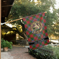 Clan MacPherson Crest over Tartan House Flag