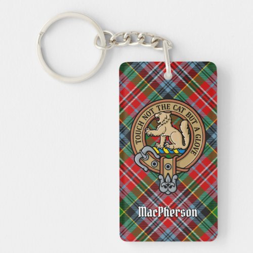 Clan MacPherson Crest over Tartan Keychain