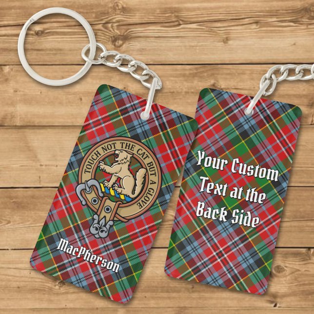 Clan MacPherson Crest over Tartan Keychain (Creator Uploaded)