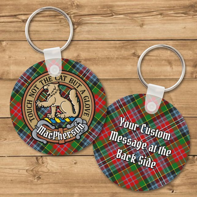 Clan MacPherson Crest over Tartan Keychain (Creator Uploaded)