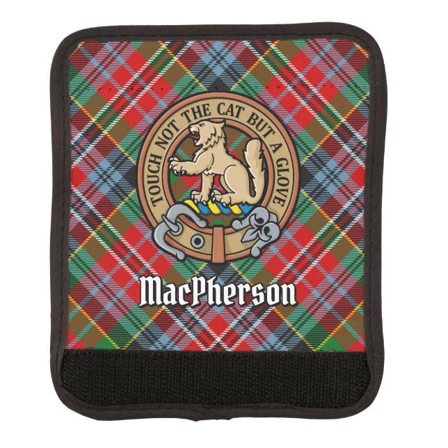 Clan MacPherson Crest over Tartan Luggage Handle Wrap (Front)