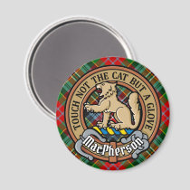 Clan MacPherson Crest over Tartan Magnet