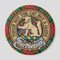 Clan MacPherson Crest over Tartan Magnet