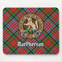 Clan MacPherson Crest over Tartan Mouse Pad
