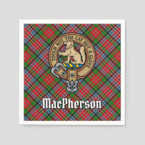Clan MacPherson Crest over Tartan Napkins