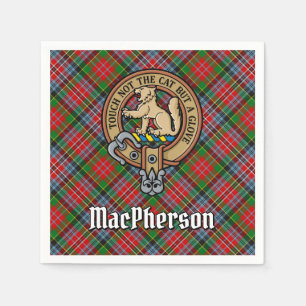 Clan MacPherson Crest over Tartan Napkins