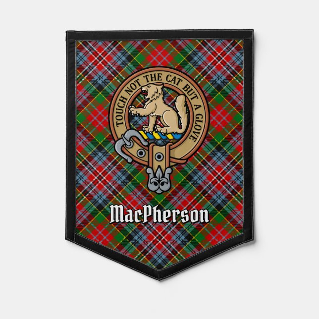 Clan MacPherson Crest over Tartan Pennant (Front)