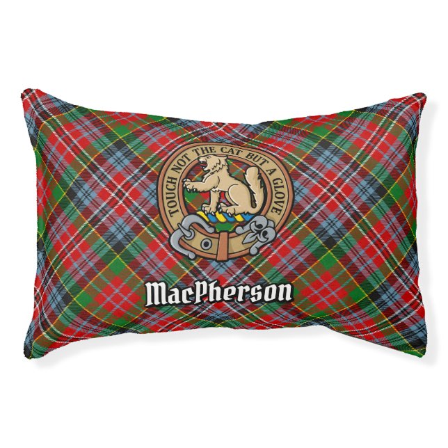 Clan MacPherson Crest over Tartan Pet Bed (Front)