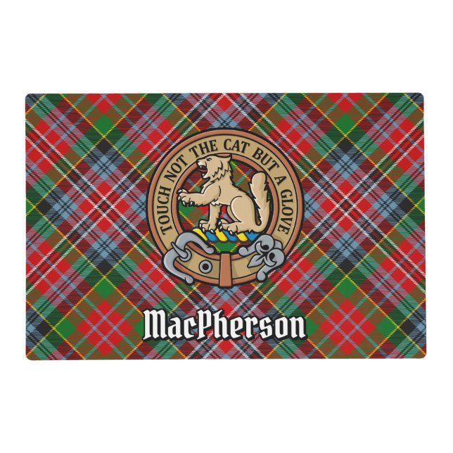 Clan MacPherson Crest over Tartan Placemat (Front)