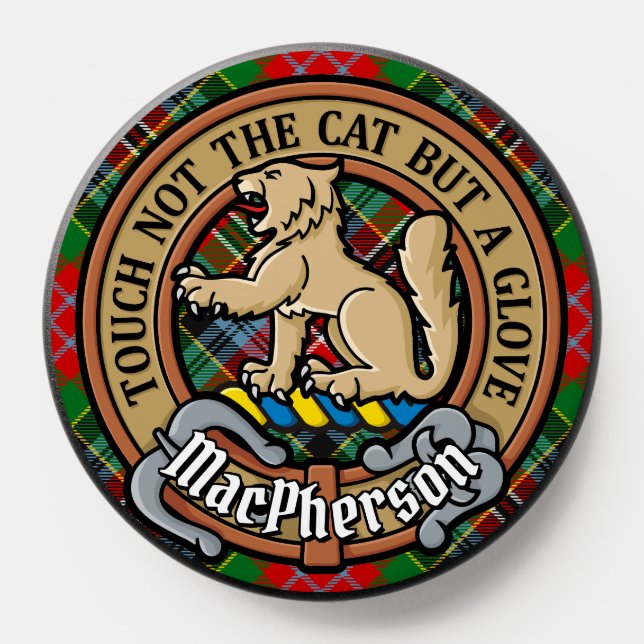 Clan MacPherson Crest over Tartan PopSocket (Popsocket)