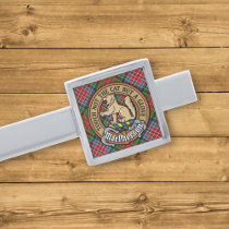 Clan MacPherson Crest over Tartan Silver Finish Tie Bar