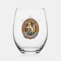Clan MacPherson Crest over Tartan Stemless Wine Glass