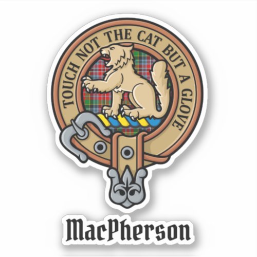 Clan MacPherson Crest over Tartan Sticker