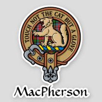 Clan MacPherson Crest over Tartan Sticker
