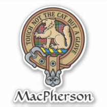 Clan MacPherson Crest over Tartan Sticker