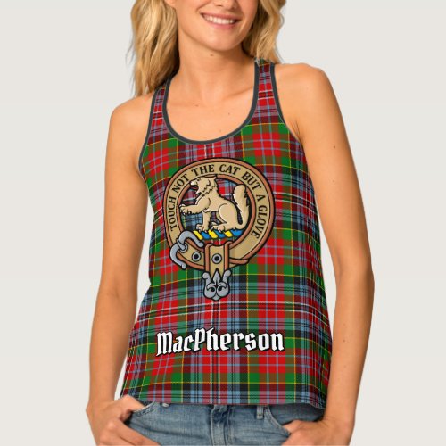 Clan MacPherson Crest over Tartan Tank Top