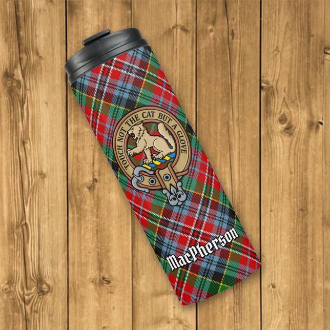 Clan MacPherson Crest over Tartan Thermal Tumbler (Creator Uploaded)