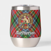Clan MacPherson Crest over Tartan Thermal Wine Tumbler