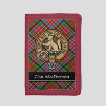 Clan MacPherson Crest over Tartan Trifold Wallet