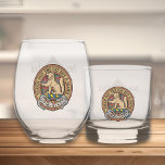 Clan MacPherson Crest over Tartan Whiskey Glass
