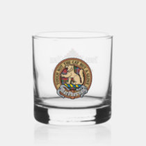 Clan MacPherson Crest over Tartan Whiskey Glass