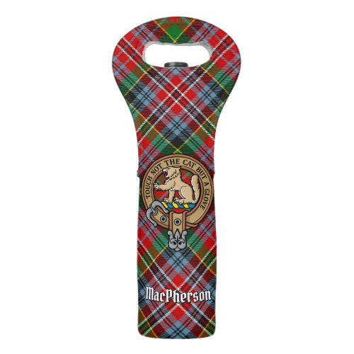 Clan MacPherson Crest over Tartan Wine Bag