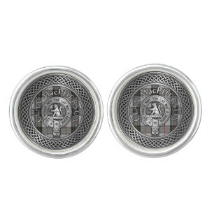 Clan MacPherson Crest & Tartan Knot Cufflinks