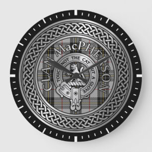 Clan MacPherson Crest & Tartan Knot Large Clock