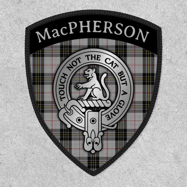 Clan MacPherson Crest & Tartan Shield Patch (Front)