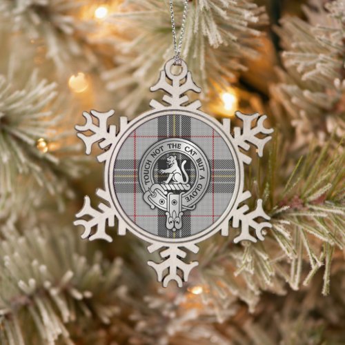 Clan MacPherson Crest  Tartan Snowflake Pewter Christmas Ornament
