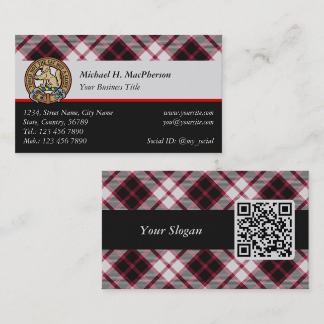 Clan MacPherson Hunting Tartan Business Card (Front/Back)