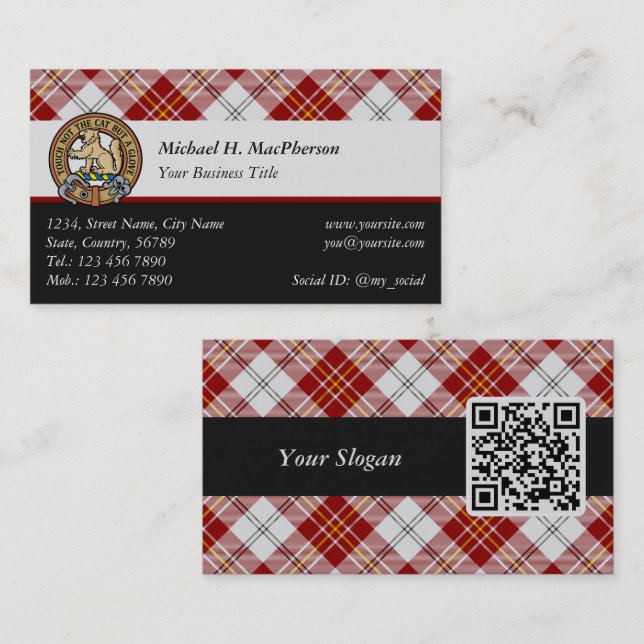 Clan MacPherson Red Dress Tartan Business Card (Front/Back)