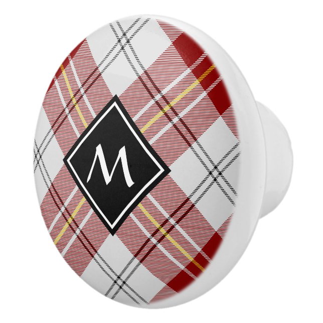 Clan MacPherson Red Dress Tartan Ceramic Knob (Right)