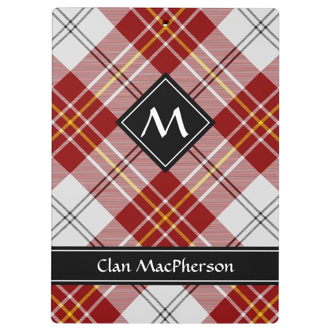 Clan MacPherson Red Dress Tartan Clipboard (Back)