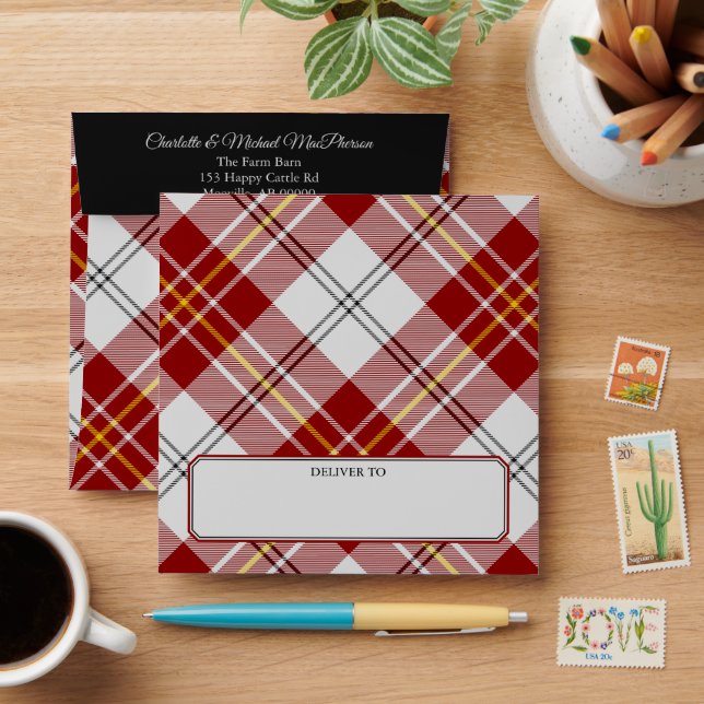 Clan MacPherson Red Dress Tartan Envelope (Desk)
