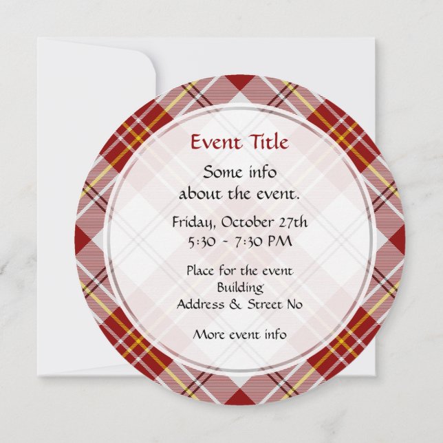 Clan MacPherson Red Dress Tartan Invitation (Back)