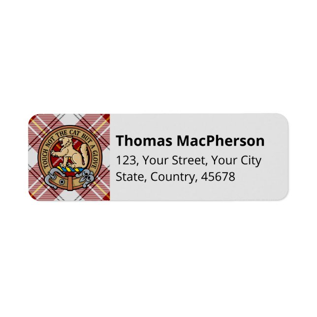 Clan MacPherson Red Dress Tartan Label (Front)