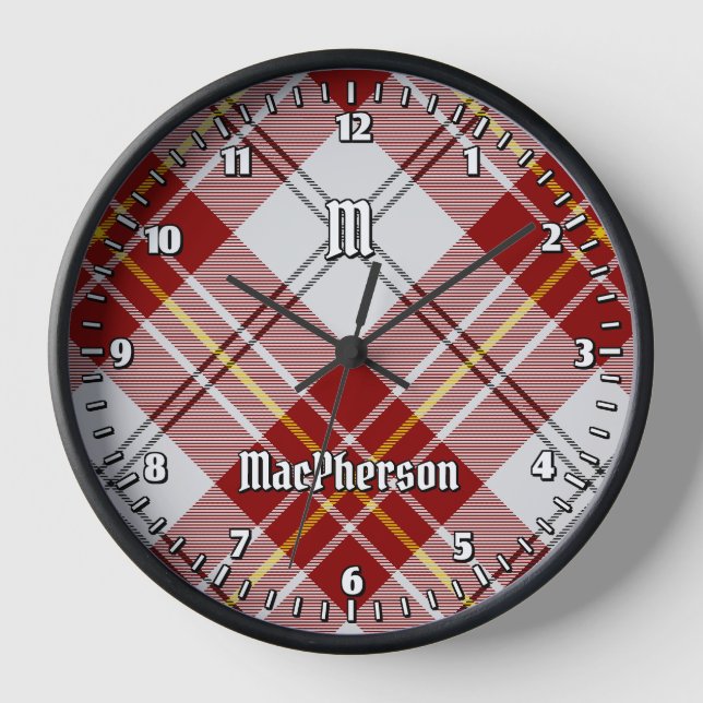 Clan MacPherson Red Dress Tartan Large Clock (Front)