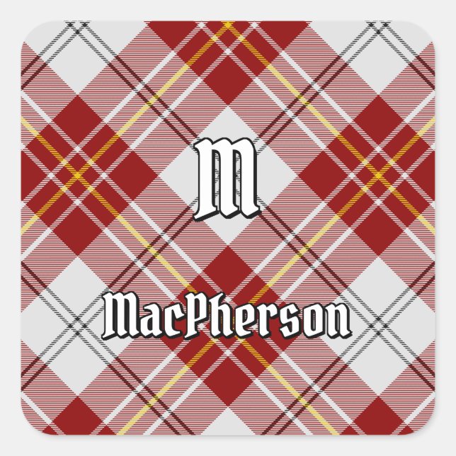 Clan MacPherson Red Dress Tartan Square Sticker (Front)