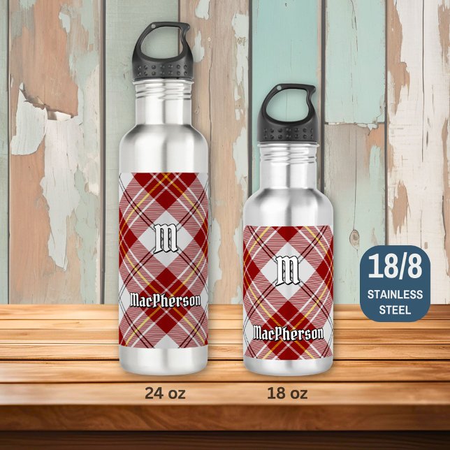 Clan MacPherson Red Dress Tartan Stainless Steel Water Bottle (Creator Uploaded)