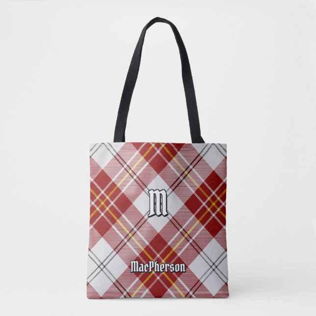 Clan MacPherson Red Dress Tartan Tote Bag (Front)
