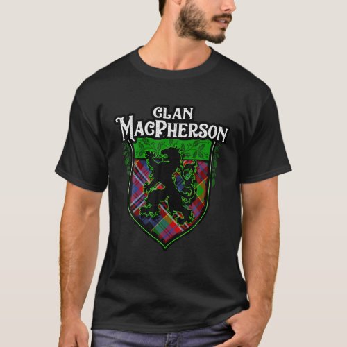 Clan Macpherson Surname Scottish Tartan Lion Rampa T_Shirt