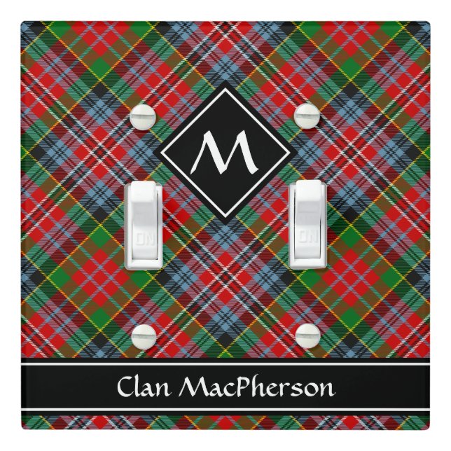 Clan MacPherson Tartan Light Switch Cover (In Situ)