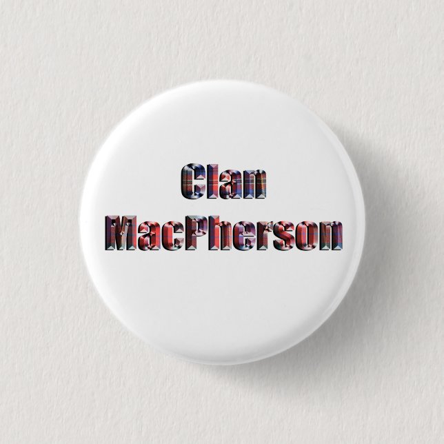 Clan MacPherson Tartan Logo, Button (Front)