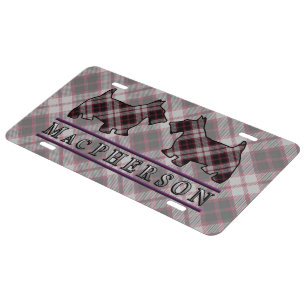 Clan MacPherson Tartan Scottie Dogs License Plate