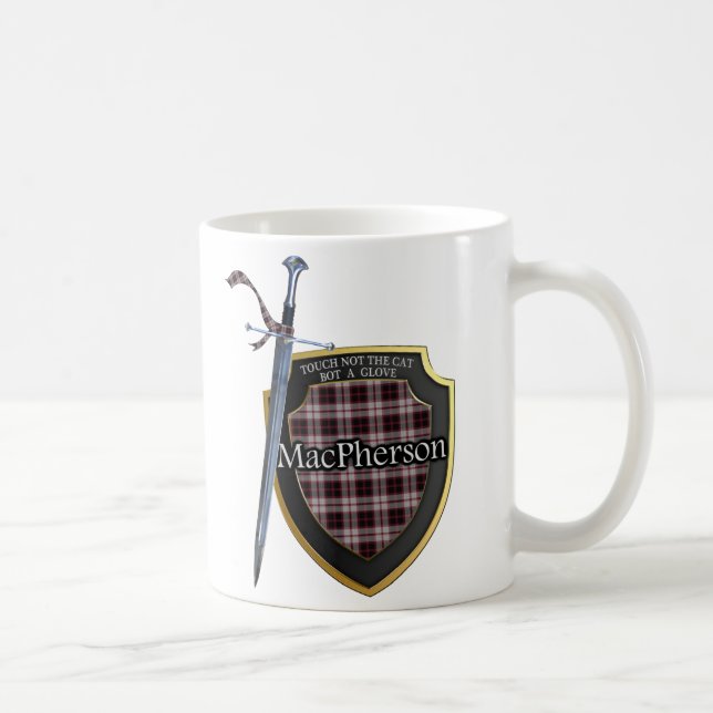 Clan MacPherson Tartan Sword & Shield Cup Mug (Right)