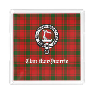 Clan MacQuarrie Tartan and Crest Acrylic Tray