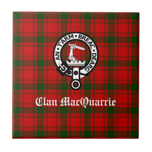 Clan MacQuarrie Tartan and Crest Ceramic Tile